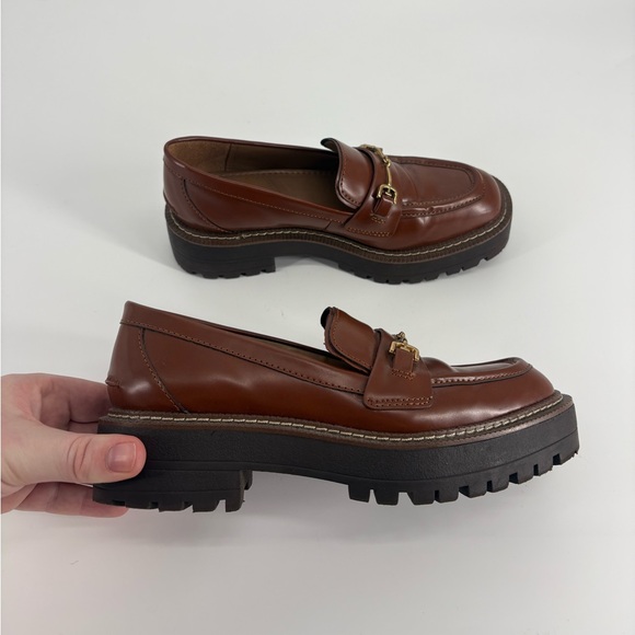 Sam Edelman Laurs Brown Lug-Sole Leather Loafer - Picture 3 of 10